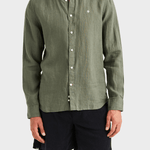 Morris Douglas Linen Shirt-Classic Fit - Olive