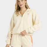 Billabong Classic Feels Half Zip Sweatshirt - Dame - White Cap