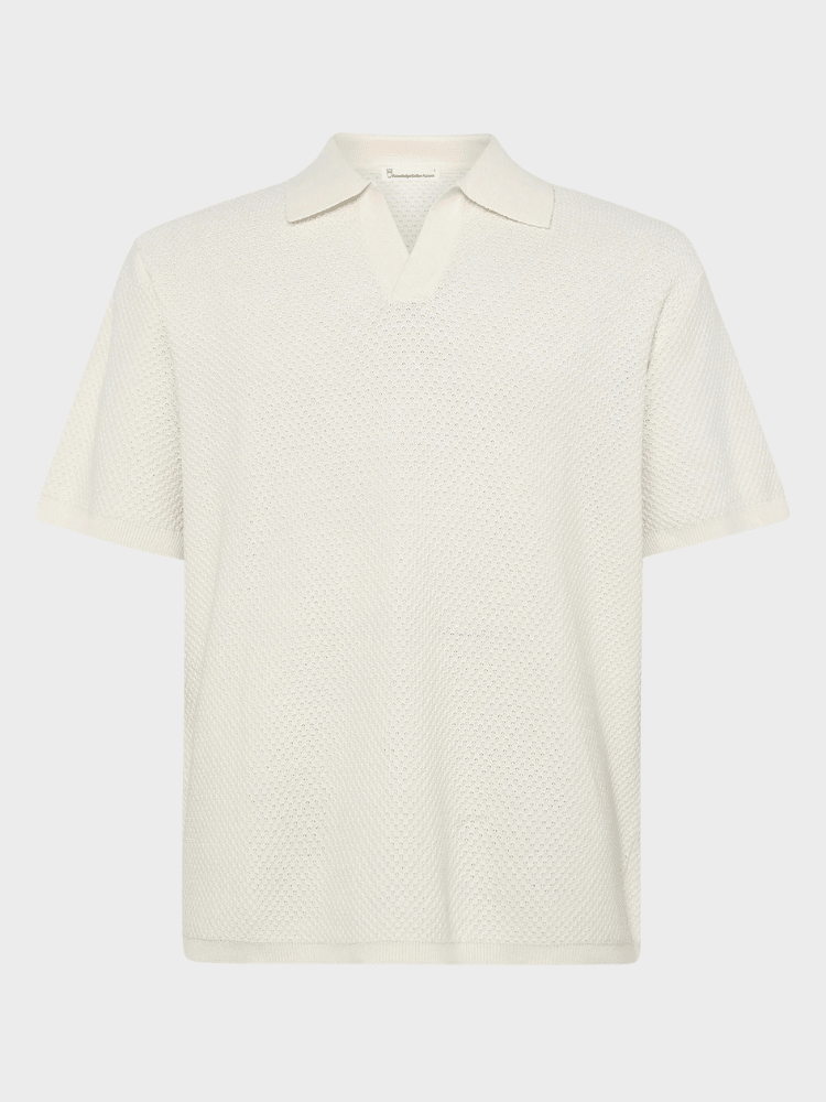 KNOWLEDGE COTTON APPAREL Organic Cotton Knitted Polo GOTS/Vegan - Herre - Egret