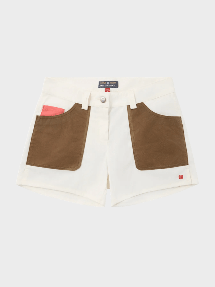 5 Inch Field Shorts - Dame - Off White / Tan - Gumpel & Co