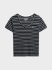 Studios Slub Embroidered T-shirt - Dame - Navy / Optic Stripe