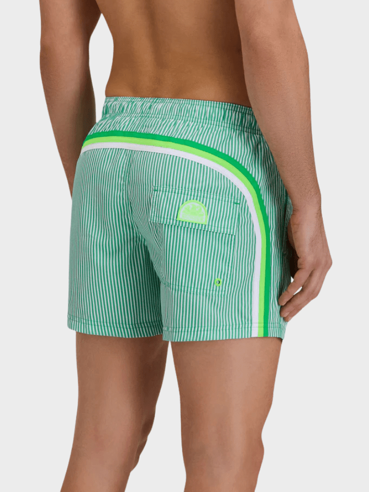 Sundek Juicy Stripe Short Length Badebukser - Herre - Bright Green