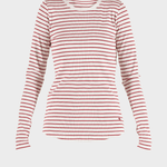 Ditte striped LS rib T-shirt - Dame - Ecru w/Cranberry - Gumpel & Co