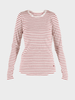 Ditte striped LS rib T-shirt - Dame - Ecru w/Cranberry