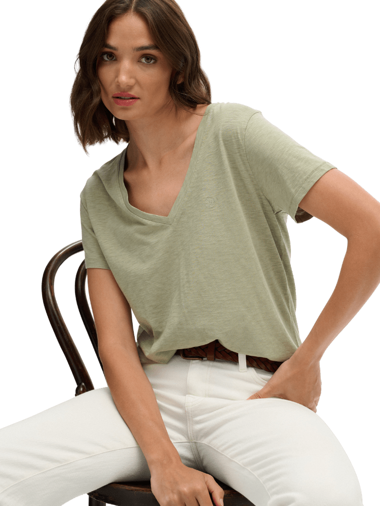 SUPERDRY Studios Slub Embroidered Tshirt - Dame - Dusty Sage