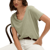 SUPERDRY Studios Slub Embroidered Tshirt - Dame - Dusty Sage