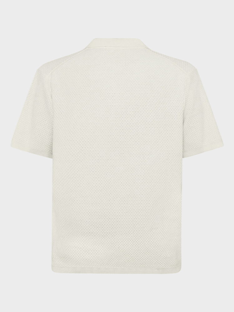 KNOWLEDGE COTTON APPAREL Organic Cotton Knitted Polo GOTS/Vegan - Herre - Egret