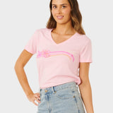 Molokai V Prnted T shirt - Dame - Soft Pink Hawaii - Gumpel & Co