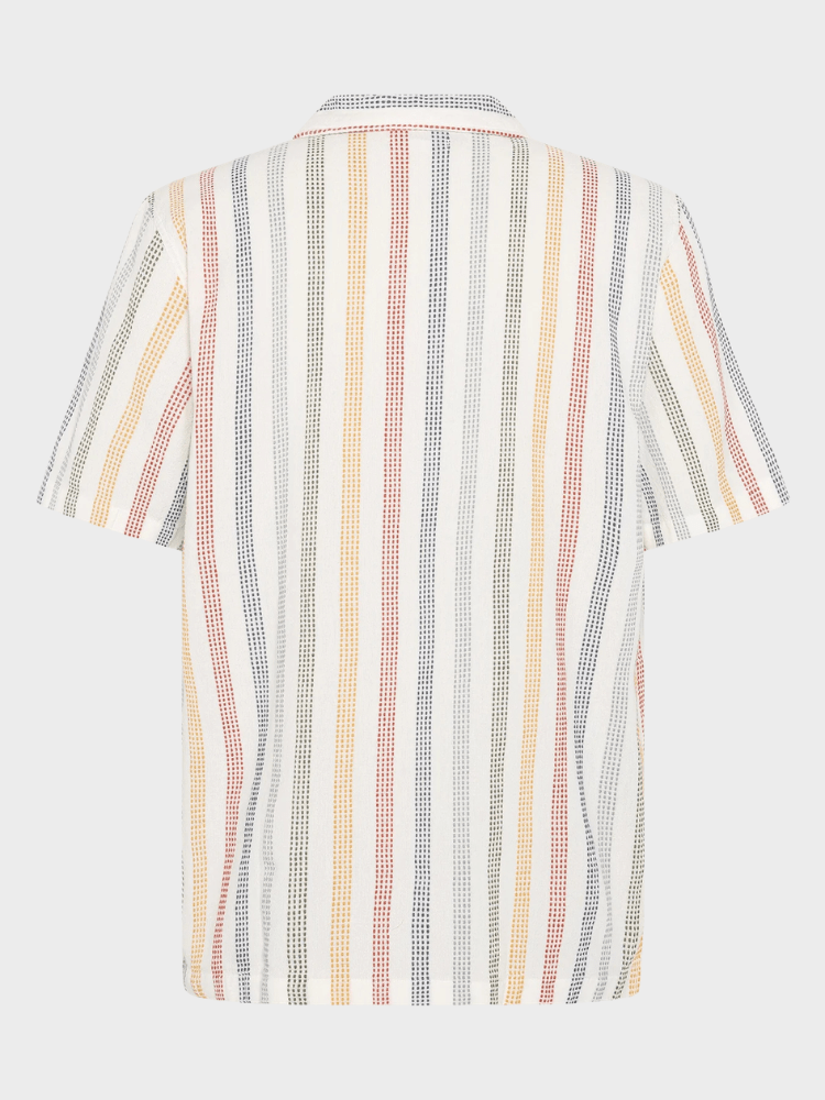 KNOWLEDGE COTTON APPAREL Skjorte m/korte ærmer - Herre - Multi color stripe