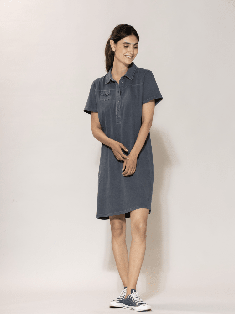BLUE SPORTSWEAR Louise Polo Dress - Dame - Dusty Navy
