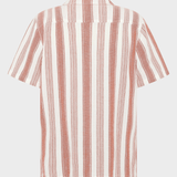 KNOWLEDGE COTTON APPAREL Stribet Skjorte m/korte ærmer - Herre - Red Stripe