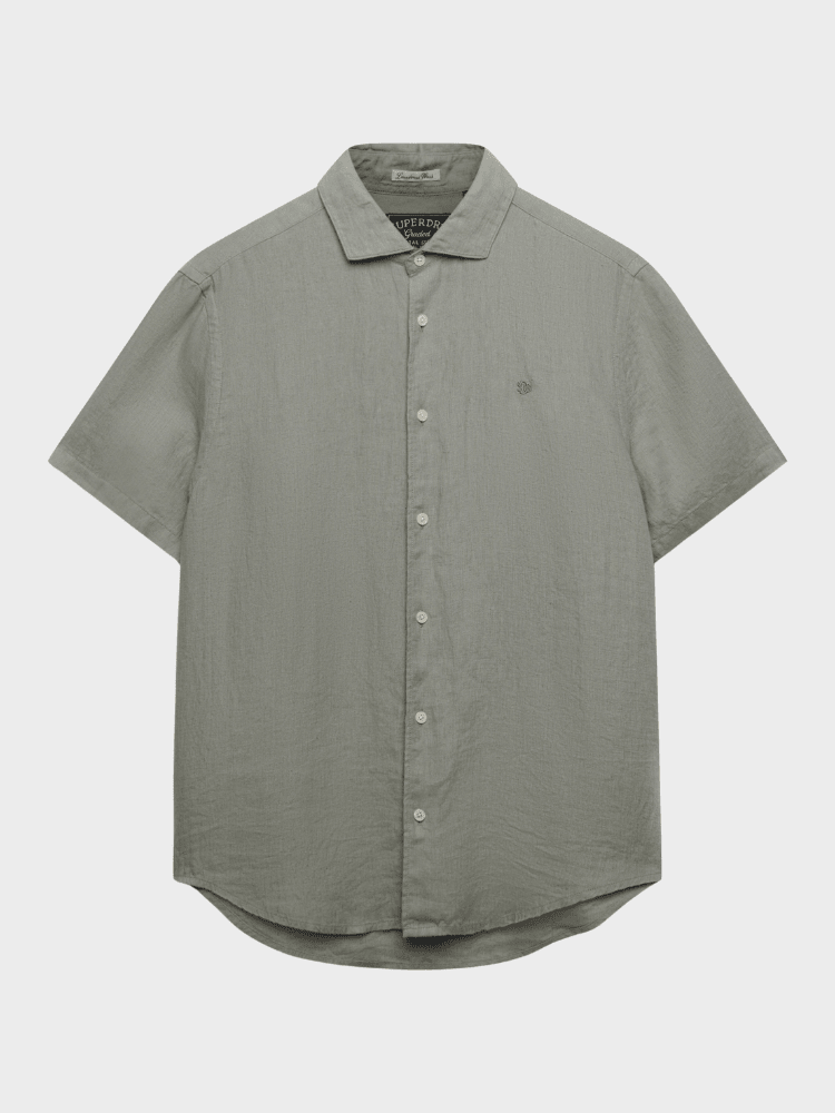 SUPERDRY Riviera Kortærmet Linen Skjorte - Herre - Bay Green