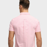 SUPERDRY Preppy Oxford Kortærmet Skjorte - Herre - Cali Coral/Optic Stripe