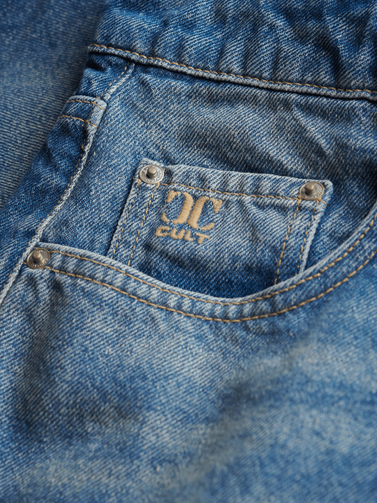 Mid Rise Baggy Shorts - Dame - Mid Sea Blue - Gumpel & Co