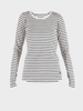 Ditte striped LS rib T-shirt - Dame - Ecru w/New Navy
