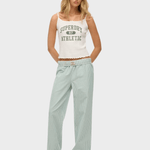 SUPERDRY Cotton Stripe Elastic Bukser - Dame - Peppermint Chalk Stripe