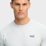 Organic Cotton Essential Logo Tshirt - Herre - Icy Blue Marl/Navy - Gumpel & Co