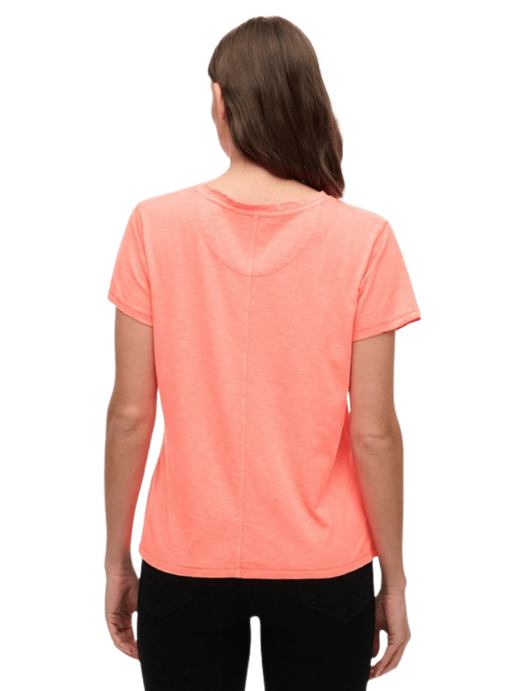 SUPERDRY Studios Slub Embroidered Tshirt - Dame - Fluro Coral