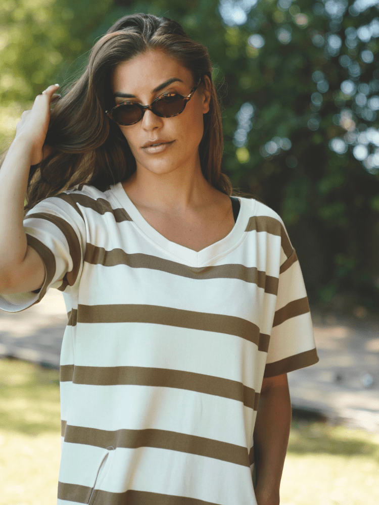 BLUE SPORTSWEAR Jessica Dress - Dame - Ecru w/Cognac