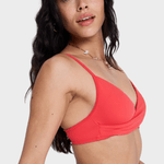 Roxy Solid Essentials Wrap Bra Bikini Top - Dame - Hibiscus