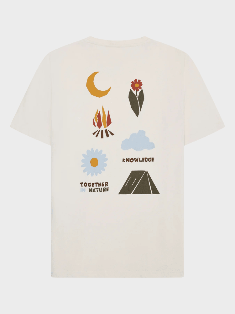 KNOWLEDGE COTTON APPAREL T-shirt m/tryk på ryggen - Herre - Egret