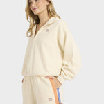 Billabong Classic Feels Half Zip Sweatshirt - Dame - White Cap