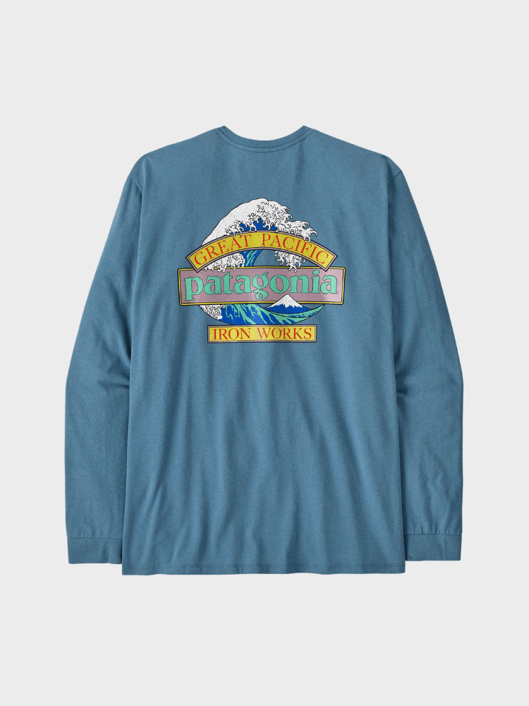 Long - Sleeved Great Waves Responsibili - Tshirt - Herre - Shore Blue - Gumpel & Co