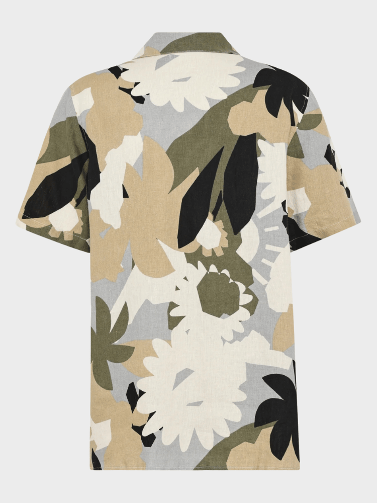 KNOWLEDGE COTTON APPAREL Hørskjorte m/korte ærmer - Herre - Green