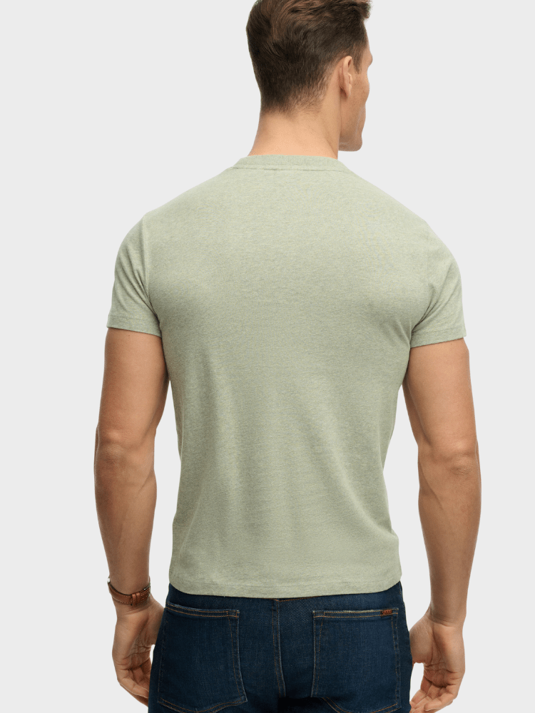 Organic Cotton Essential Logo Tshirt - Herre - Vintage Sage Green Marl - Gumpel & Co