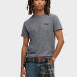 Organic Cotton Essential Logo Tshirt - Herre - Eclipse Navy/Grey Marl Feeder - Gumpel & Co