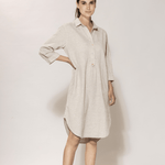 Liv linen Shirt Dress - Dame - Chalk - melange - Gumpel & Co