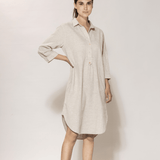 Liv linen Shirt Dress - Dame - Chalk - melange - Gumpel & Co