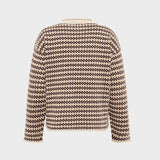 Lambswool jacquard roll edge sweater Strik - Dame - Brown