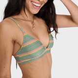 Ocean Dreamer Fixed Tri Bikini Top - Dame - Oil Green Stripes - Gumpel & Co
