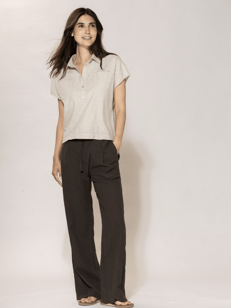 BLUE SPORTSWEAR Lisbeth short linen Shirt - Dame - Chalk-melange