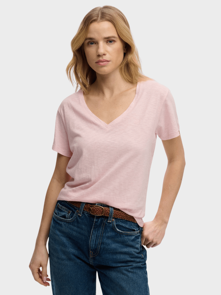 SUPERDRY Studios Slub Embroidered Tshirt - Dame - Pale Pink