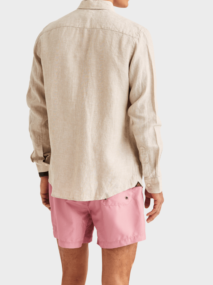 Morris Douglas Linen Shirt-Classic Fit - Khaki