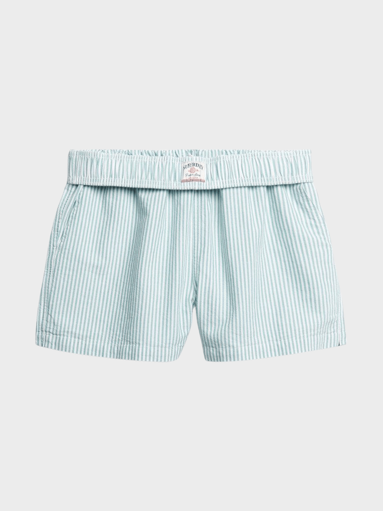 SUPERDRY Cotton Stripe Elastic Shorts - Dame - Peppermint Chalk Stripe