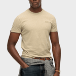 Organic Cotton Essential Logo Tshirt - Herre - Tan Brown Fleck Marl - Gumpel & Co
