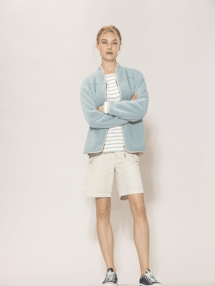 Donna striped Bluse m/lange ærmer - Dame - Ecru w/Aqua - Gumpel & Co