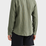 Morris Douglas Linen Shirt-Classic Fit - Olive
