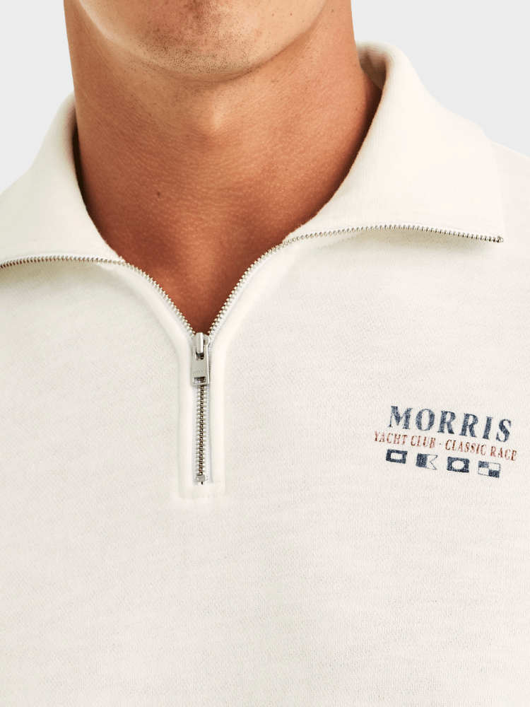 Morris Northcott Slub Half Zip - Off white