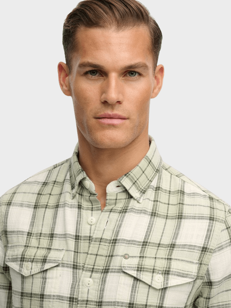 Merchant Lite Check Skjorte - Herre - Cedar Check Sage - Gumpel & Co