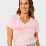 Molokai V Prnted T shirt - Dame - Soft Pink Hawaii - Gumpel & Co