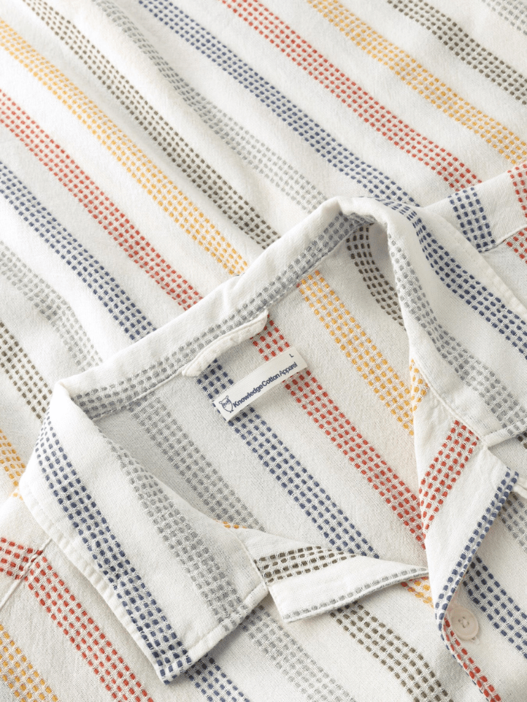 KNOWLEDGE COTTON APPAREL Skjorte m/korte ærmer - Herre - Multi color stripe
