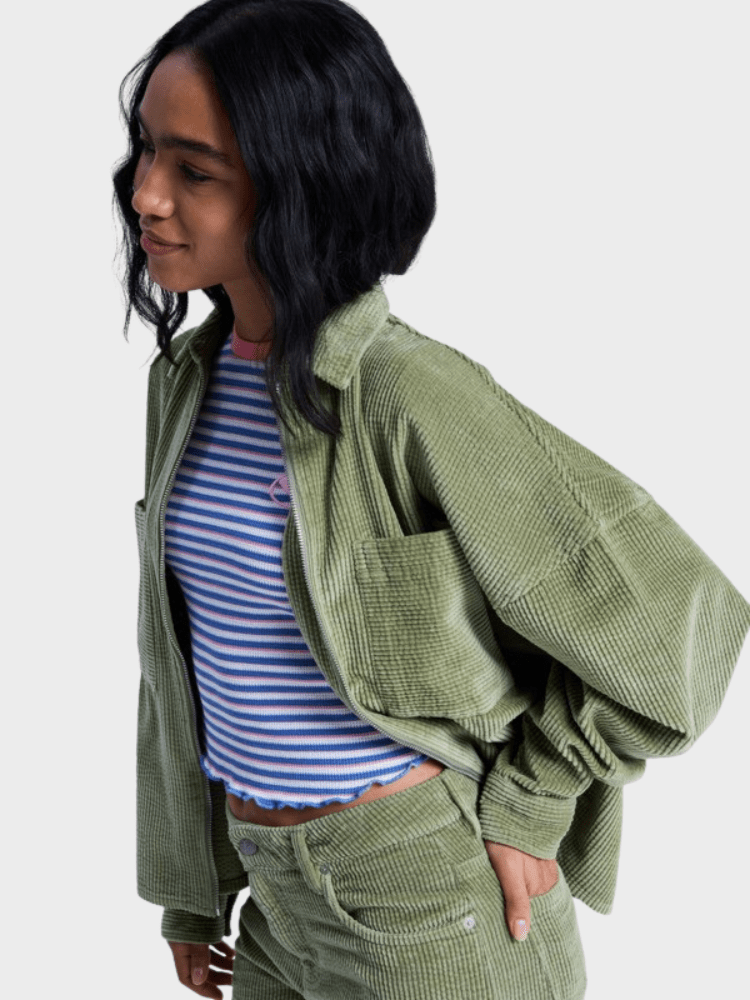 Chilled Out Washed Cord Top - Dame - Oil Green - Gumpel & Co