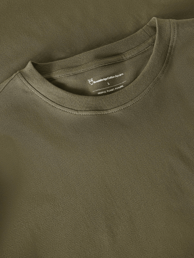 KNOWLEDGE COTTON APPAREL T-shirt m/brystprint - Herre - Burned Olive