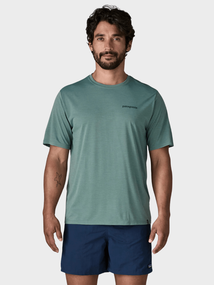 Patagonia Capilene Cool Daily Tech Tee - Boardshort Logo - Blue Sage