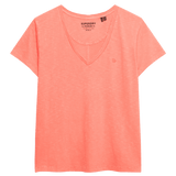 SUPERDRY Studios Slub Embroidered Tshirt - Dame - Fluro Coral