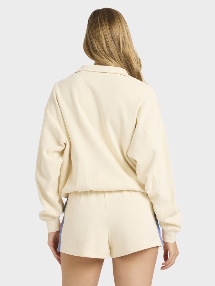 Billabong Classic Feels Half Zip Sweatshirt - Dame - White Cap